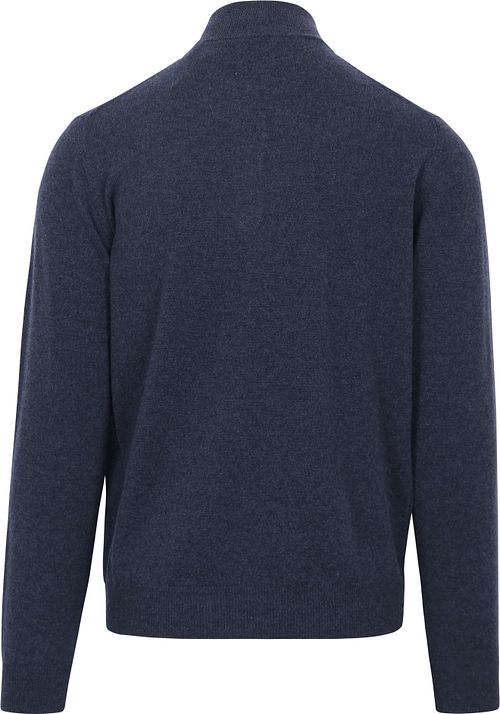 Gant Halvtims Zip Wool Tröja Logotyp Melerad Marinblå Product / Achterkant