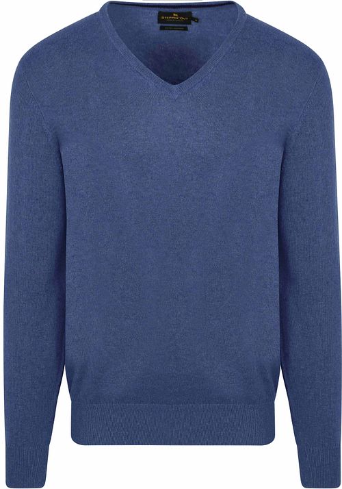 Kaszmrowy sweter z dekoltem w serek w kolorze kobaltowym Product