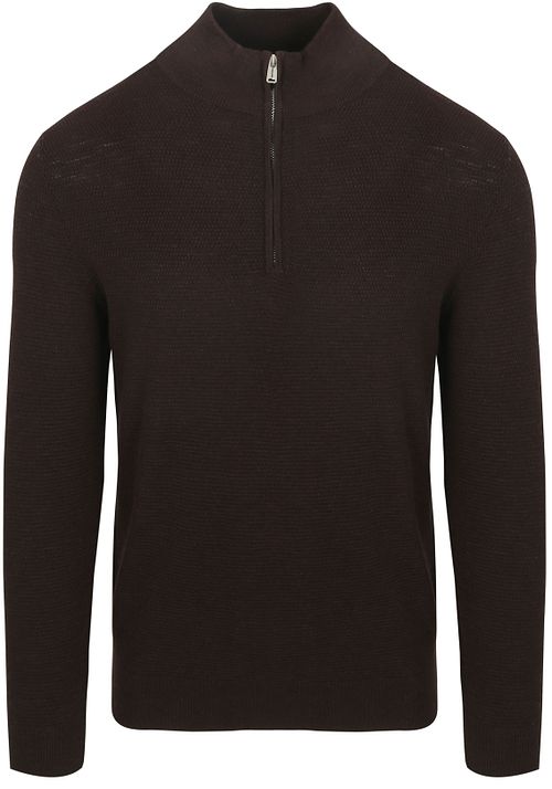 Profuomo Halv Zip Pullover Struktur Brun Product