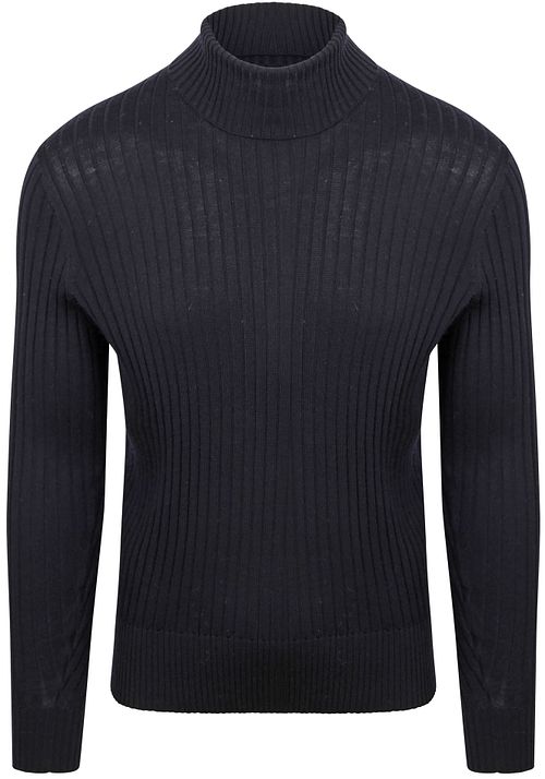 Suitable dolcevita a coste in lana merino navy Product