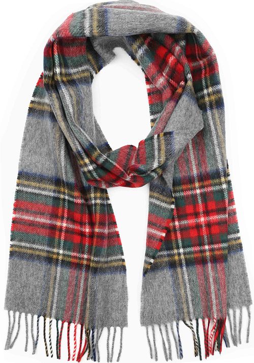 Suitable Sciarpa a quadri in lana merino grigio multicolore Product