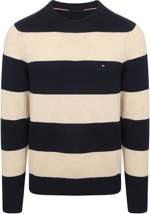 Tommy Hilfiger Trøje Lammesuld Striber Marineblå Product