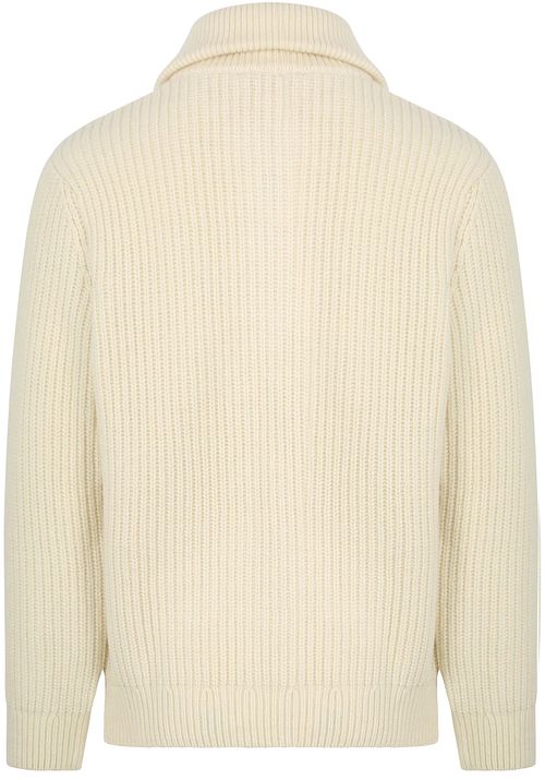 Armor-Lux Camionneur Half Zip Pullover Wolle Ecru Product / Achterkant