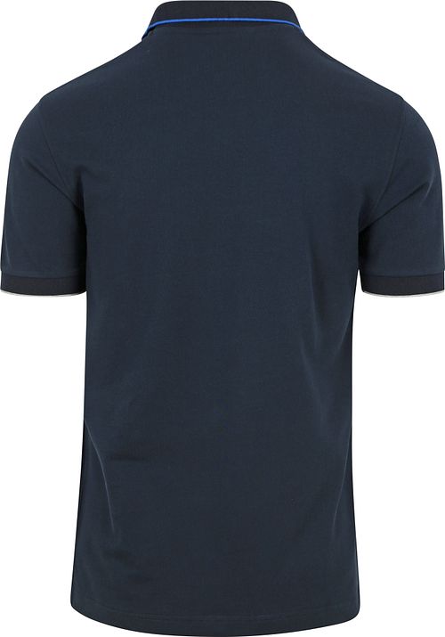 Sun68 Polo Shirt Small Stripe Collar Navy Product / Achterkant