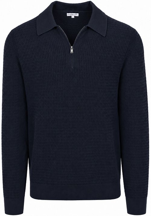 McGregor Half Zip Polo Shirt Knitted Structure Navy