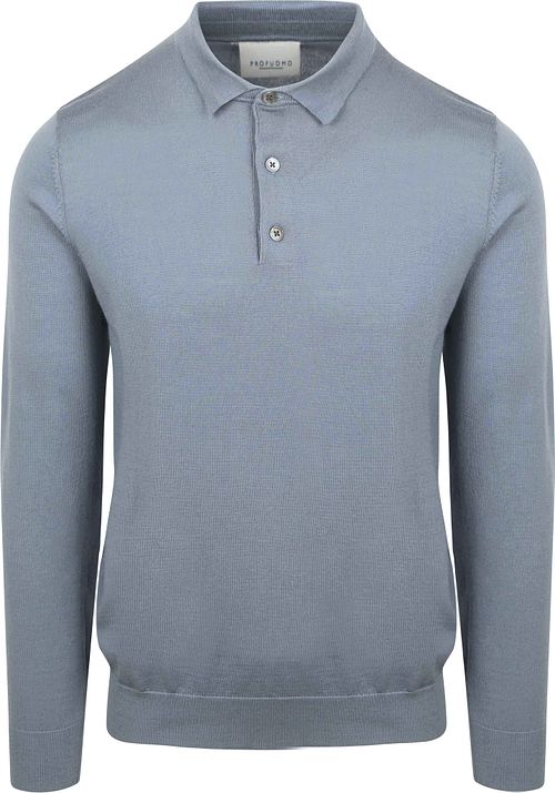 Profuomo Langermet Poloskjorte Merinoull Blå Product