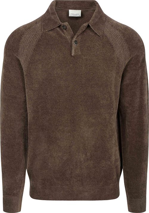 Profuomo Longsleeve Polo Shirt Chenille Brown