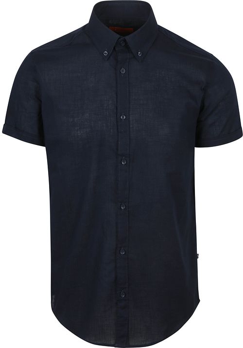 Suitable Kortærmet Skjorte i Bomuld Slub Navy Product