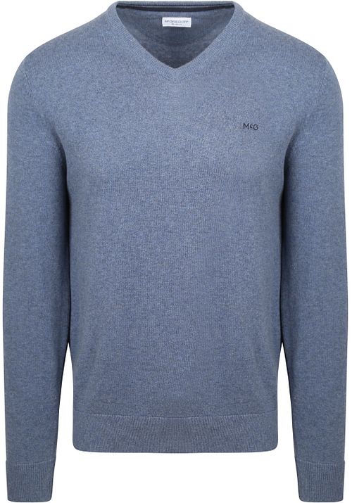Sweter McGregor z wełną merynosów, z dekoltem w serek, w kolorze niebieskim Product