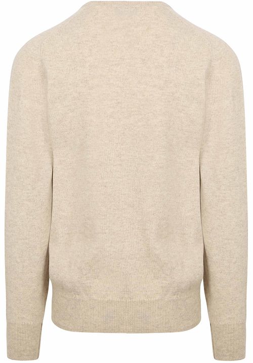 William Lockie jersey de lana de cordero con cuello de pico en beige lino Product / Achterkant