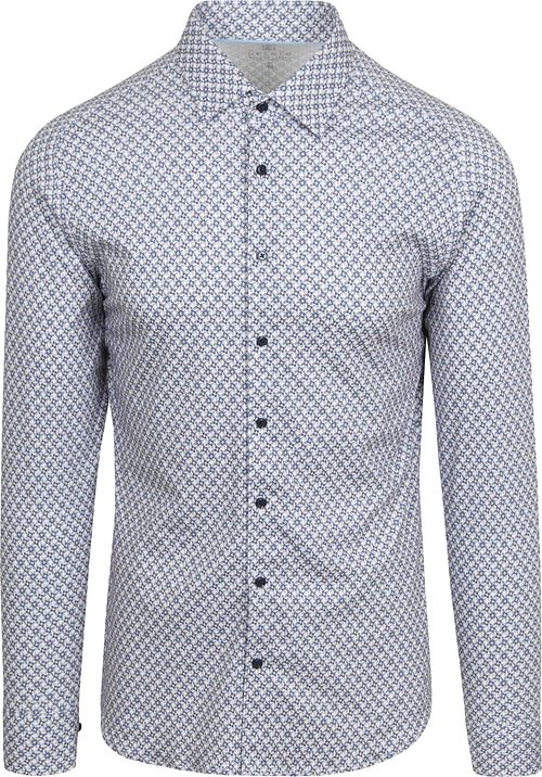 Desoto Hemd Print Bloem Blauw Beige Product
