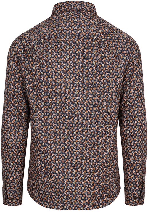 Desoto Shirt Print Floral Brown Navy Product / Achterkant