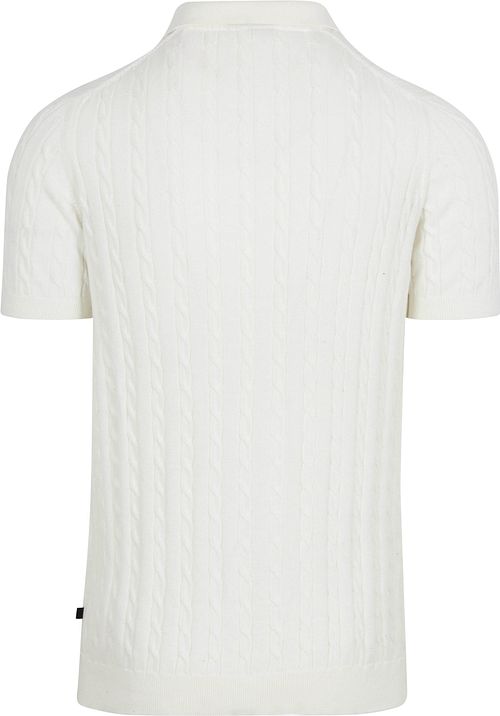 Koszulka polo Suitable Respect z warkoczowym splotem w kolorze ecru Product / Achterkant