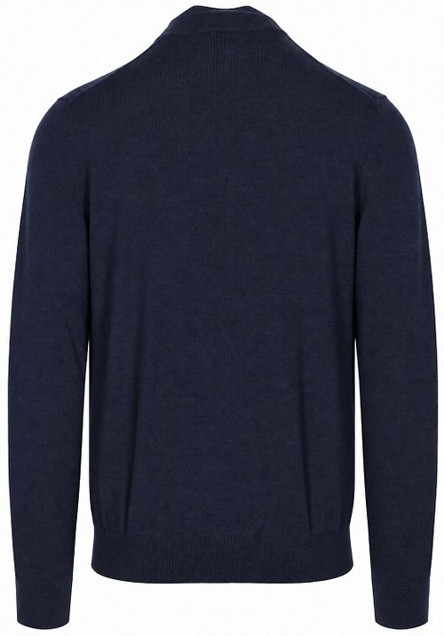 Olymp Half Zip Trui Wol Navy Product / Achterkant
