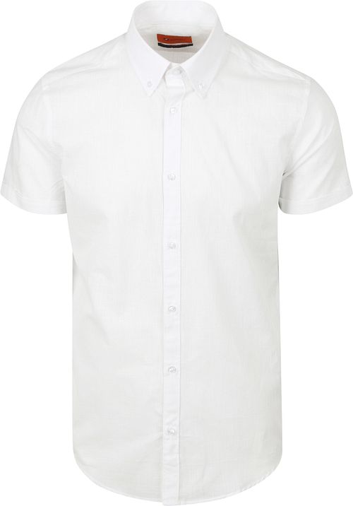 Suitable Short Sleeves Shirt Cotton Slub White Product