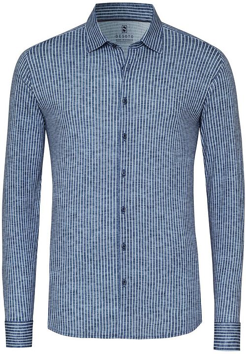 Camisa Desoto Kent Linen Optics Stripes en azul marino Product