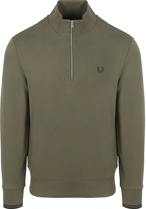 Fred Perry Halvzip Genser Olivengrønn Product