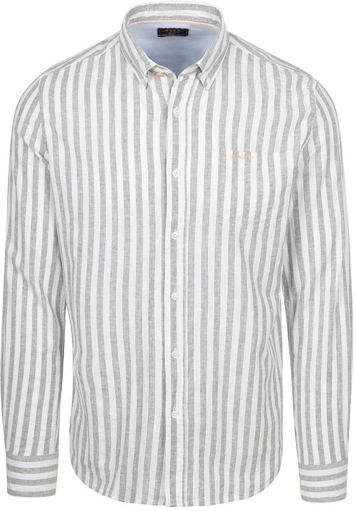 NZA Skjorte Picton Linned-Bomuldsblanding Stripe Grøn Product