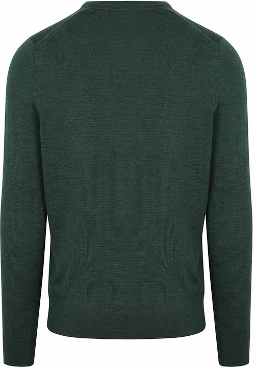 Sweter Suitable z wełny merino, dekolt w serek, zielony Product / Achterkant