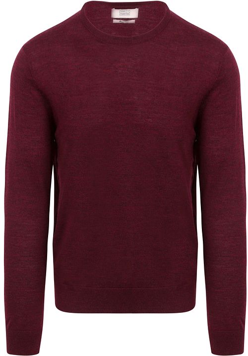 King Essentials The John sweter z wełny merino w kolorze burgundowym Product