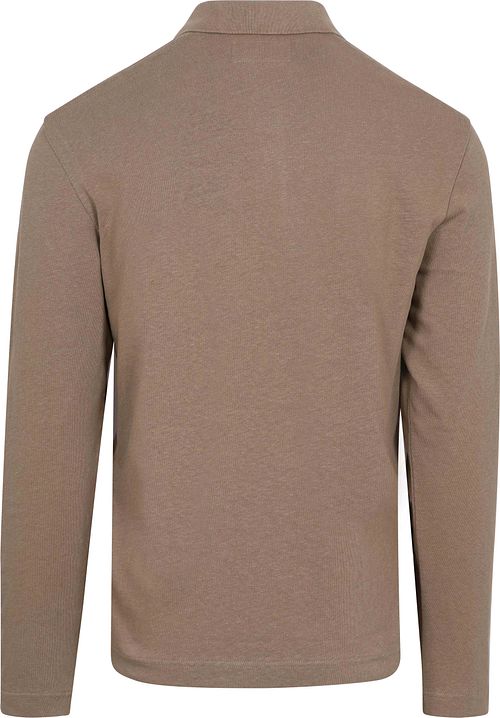 Marc O'Polo Longsleeve Polo Shirt Cotton Linen Taupe Product / Achterkant