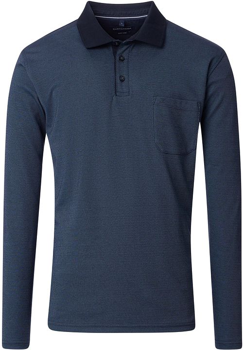 Polo de manga larga CASAMODA con textura, azul marino Product