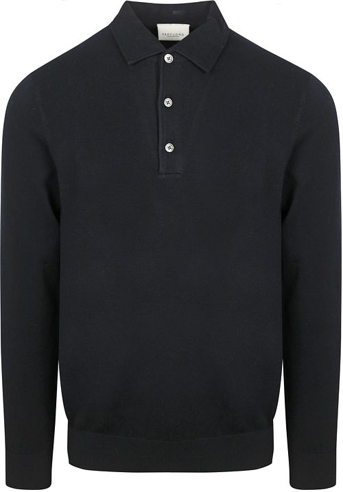 Profuomo Longsleeve Poloshirt Luxury Basic Navy Product