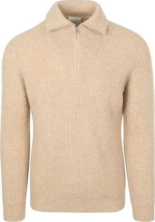 Pullover in lana con mezza zip Profuomo sabbia Product