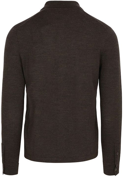 Suitable Cardigan Shirt Merino Brown Product / Achterkant