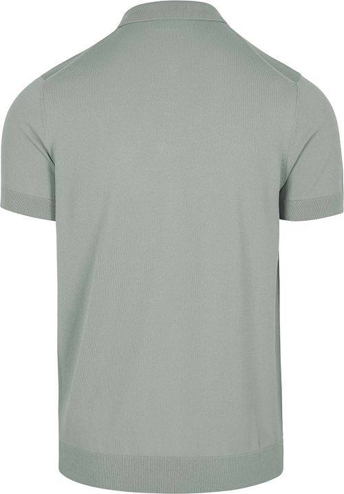 Suitable dzianinowe Polo z krótkim zamkiem w kolorze przygaszonej szarości Product / Achterkant