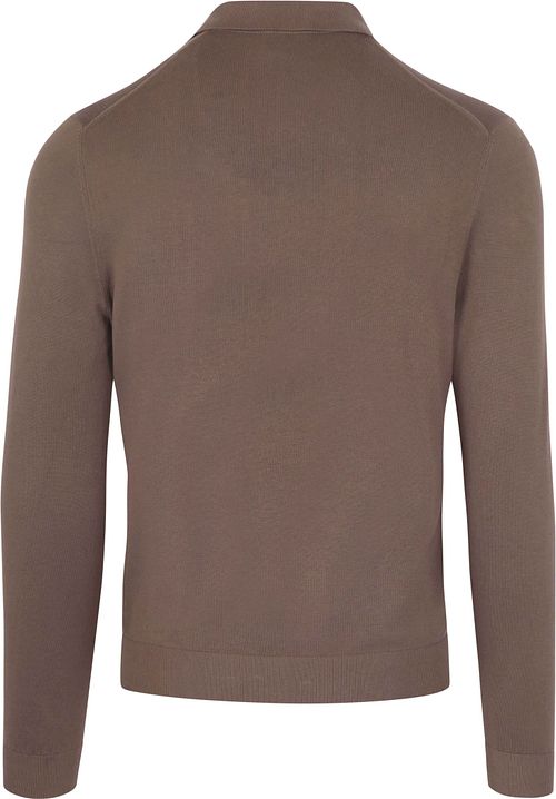 Suitable Compact Cotton Polo Shirt Taupe Product / Achterkant