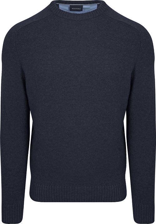 Jersey de lana de cordero Suitable de cuello redondo en azul marino Product