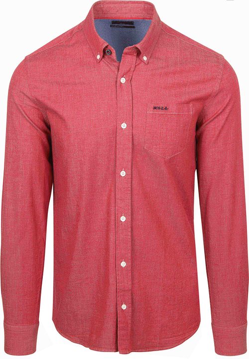 NZA Shirt James Twill Melange Rood Product