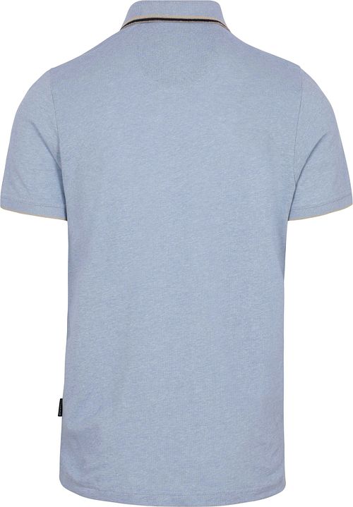 State of Art Poloshirt Tipping Cotton Linen Hellblau Product / Achterkant