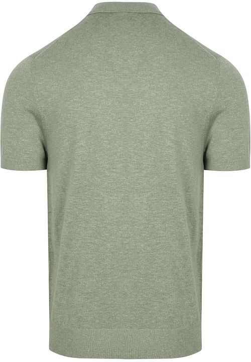 Suitable Knitted Poloshirt Cotton Linen Grün Product / Achterkant