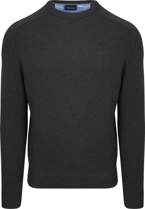 Suitable Lamswol Trui Ronde Hals Antraciet Product