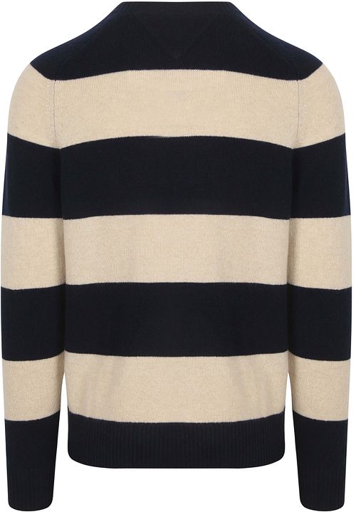 Tommy Hilfiger Trøje Lammesuld Striber Marineblå Product / Achterkant