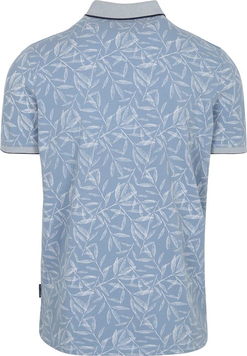 Koszulka polo State of Art Printed Leafs w kolorze błękitnym Product / Achterkant