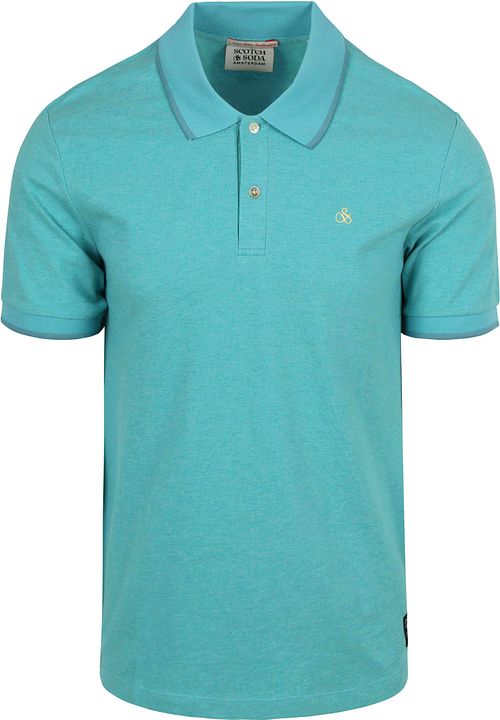 Polo Scotch And Soda melange w kolorze turkusowym Product