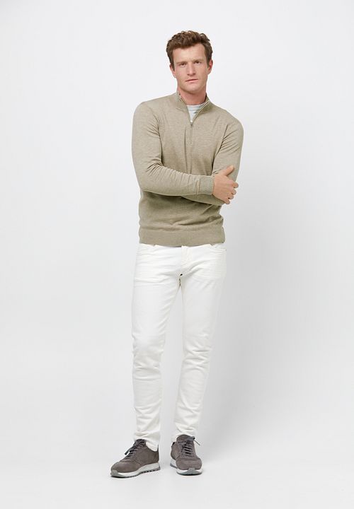 Profuomo Halv lynlås Pullover Luksus Beige Model / Voorkant