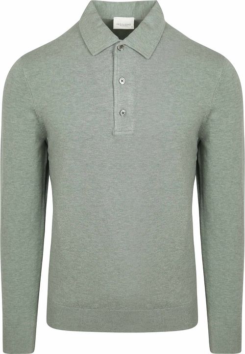 Profuomo Koszulka polo z długim rękawem Luxury Basic zielona Product