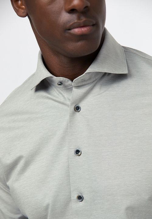 Profuomo Skjorte Single Jersey Grøn Meleret Model / Detail