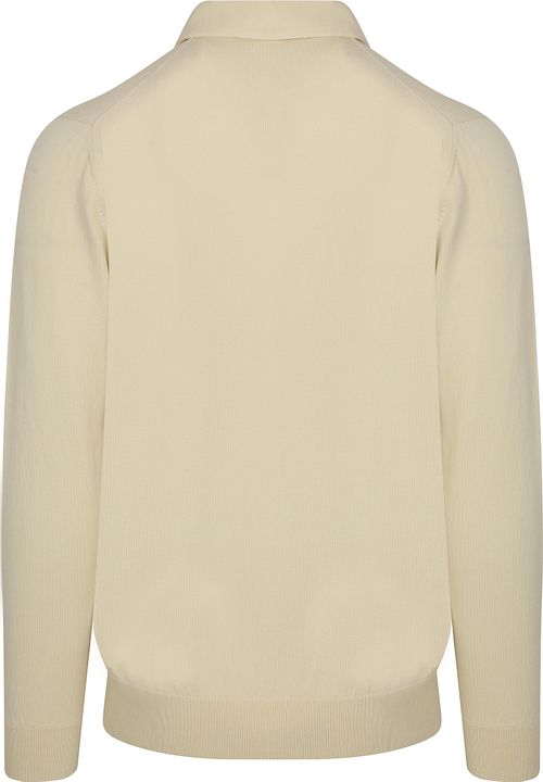 Profuomo Longsleeve Polo Shirt Luxury Basic Off White Product / Achterkant