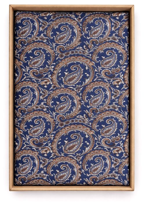 Suitable Reversible Pocket Square Brown On Navy Product