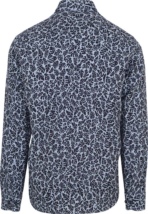 Camisa de lino estampada BOSS azul Product / Achterkant