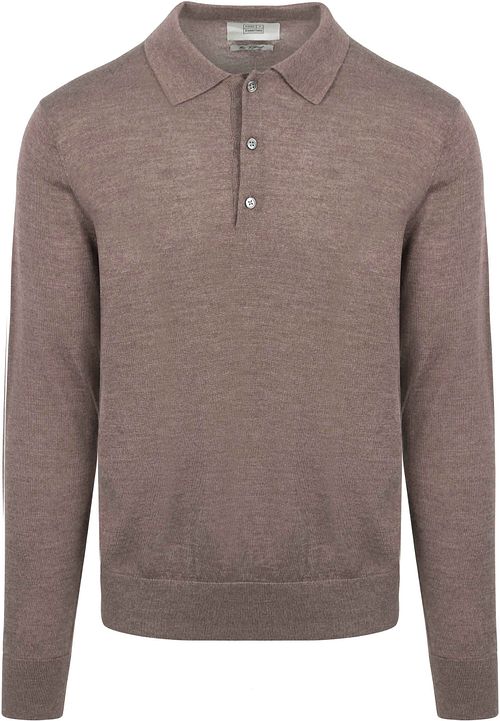 King Essentials The Robert Long Sleeve Poloshirt Merino Bruin Product