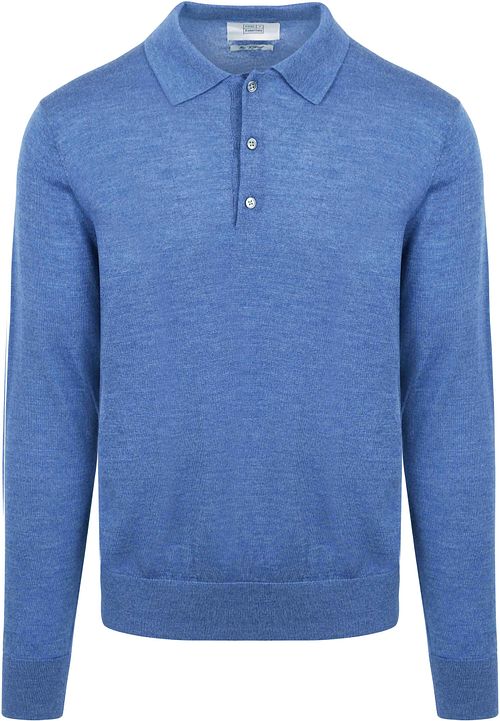 King Essentials The Robert Long Sleeve Poloshirt Merino Mid Blauw Product