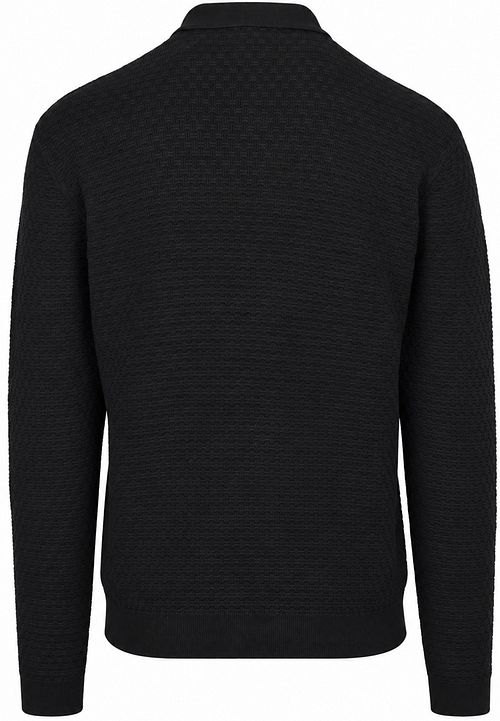 No Excess Polo Buttons Jacquard Knit Zwart