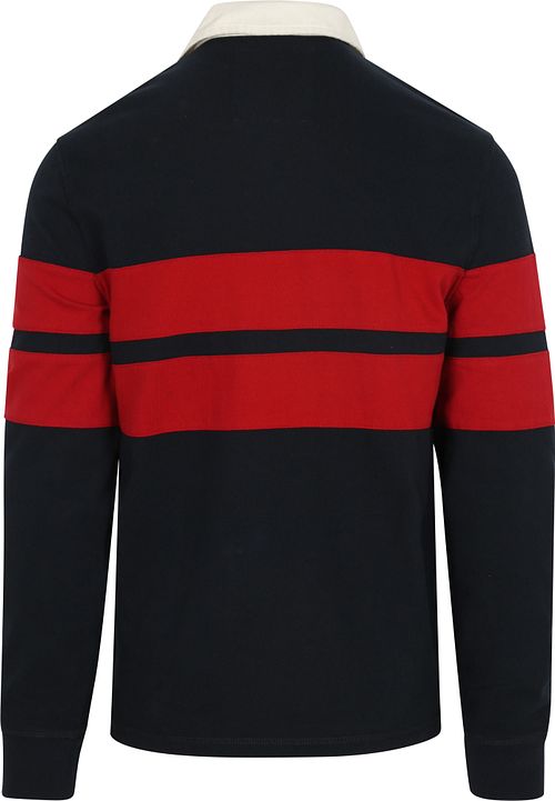 Polo de rugby Superdry Vintage à rayures bleu marine/rouge Product / Achterkant