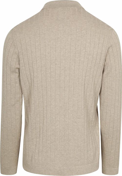 Profuomo Langarm-Poloshirt Luxury Basic Ecru Product / Achterkant